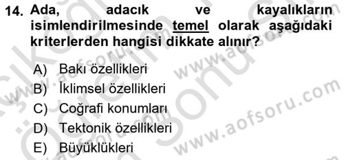 Harita Bilgisi Dersi 2023 - 2024 Yılı (Final) Dönem Sonu Sınav Soruları 14. Soru