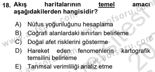 Harita Bilgisi Dersi 2023 - 2024 Yılı (Final) Dönem Sonu Sınav Soruları 18. Soru