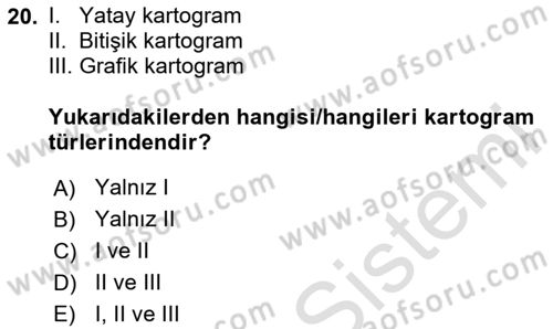 Harita Bilgisi Dersi 2023 - 2024 Yılı (Final) Dönem Sonu Sınav Soruları 20. Soru