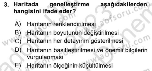 Harita Bilgisi Dersi 2023 - 2024 Yılı (Final) Dönem Sonu Sınav Soruları 3. Soru