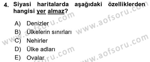 Harita Bilgisi Dersi 2023 - 2024 Yılı (Final) Dönem Sonu Sınav Soruları 4. Soru