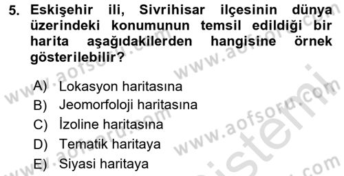 Harita Bilgisi Dersi 2023 - 2024 Yılı (Final) Dönem Sonu Sınav Soruları 5. Soru