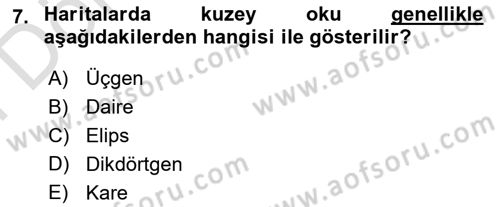 Harita Bilgisi Dersi 2023 - 2024 Yılı (Final) Dönem Sonu Sınav Soruları 7. Soru