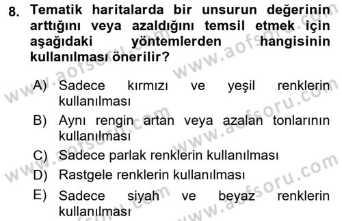 Harita Bilgisi Dersi 2023 - 2024 Yılı (Final) Dönem Sonu Sınav Soruları 8. Soru