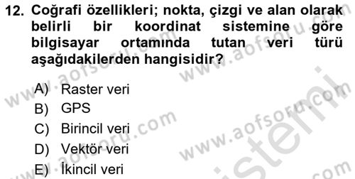 Harita Bilgisi Dersi 2023 - 2024 Yılı Yaz Okulu Sınav Soruları 12. Soru