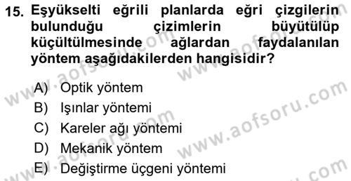 Harita Bilgisi Dersi 2024 - 2025 Yılı (Vize) Ara Sınav Soruları 15. Soru