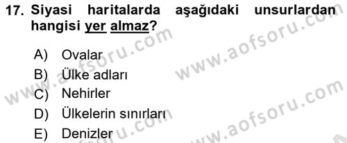 Harita Bilgisi Dersi 2024 - 2025 Yılı (Vize) Ara Sınav Soruları 17. Soru