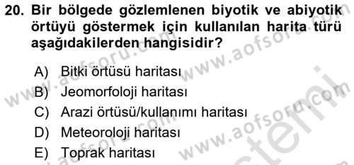Harita Bilgisi Dersi 2024 - 2025 Yılı (Vize) Ara Sınav Soruları 20. Soru