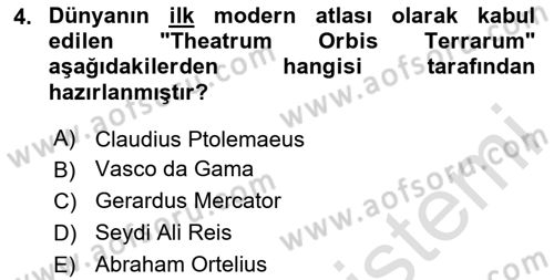 Harita Bilgisi Dersi 2024 - 2025 Yılı (Vize) Ara Sınav Soruları 4. Soru
