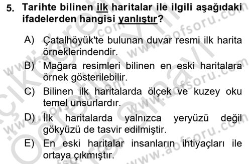 Harita Bilgisi Dersi 2024 - 2025 Yılı (Vize) Ara Sınav Soruları 5. Soru
