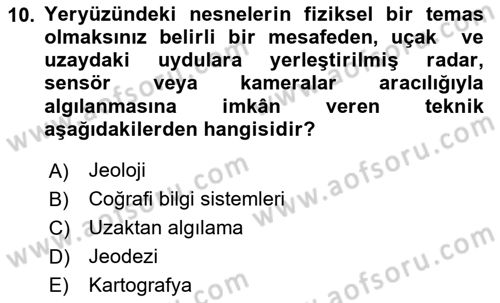 Harita Bilgisi Dersi 2024 - 2025 Yılı (Final) Dönem Sonu Sınav Soruları 10. Soru