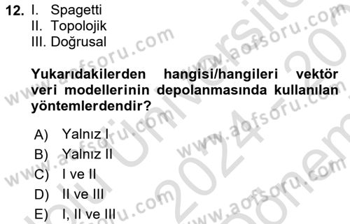 Harita Bilgisi Dersi 2024 - 2025 Yılı (Final) Dönem Sonu Sınav Soruları 12. Soru