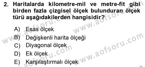 Harita Bilgisi Dersi 2024 - 2025 Yılı (Final) Dönem Sonu Sınav Soruları 2. Soru