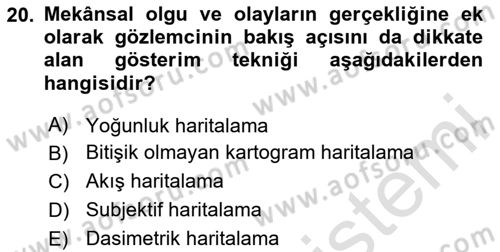 Harita Bilgisi Dersi 2024 - 2025 Yılı (Final) Dönem Sonu Sınav Soruları 20. Soru