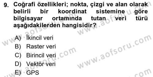 Harita Bilgisi Dersi 2024 - 2025 Yılı (Final) Dönem Sonu Sınav Soruları 9. Soru