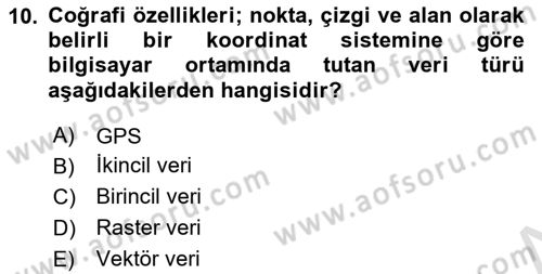 Harita Bilgisi Dersi 2024 - 2025 Yılı Yaz Okulu Sınav Soruları 10. Soru