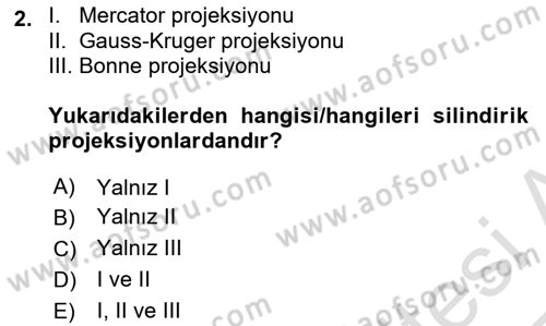 Harita Bilgisi Dersi 2024 - 2025 Yılı Yaz Okulu Sınav Soruları 2. Soru