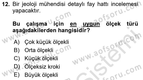 Harita Bilgisi Dersi 2025 - 2026 Yılı (Vize) Ara Sınav Soruları 12. Soru