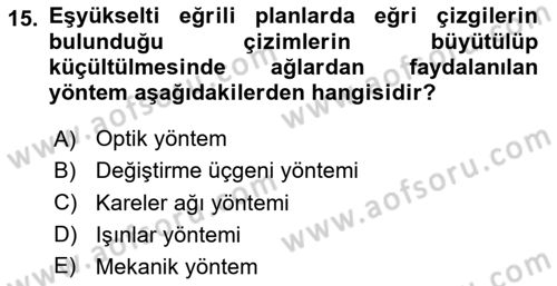 Harita Bilgisi Dersi 2025 - 2026 Yılı (Vize) Ara Sınav Soruları 15. Soru