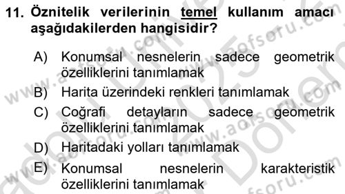 Harita Bilgisi Dersi 2025 - 2026 Yılı (Final) Dönem Sonu Sınav Soruları 11. Soru