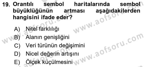 Harita Bilgisi Dersi 2025 - 2026 Yılı (Final) Dönem Sonu Sınav Soruları 19. Soru