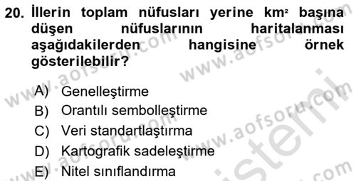 Harita Bilgisi Dersi 2025 - 2026 Yılı (Final) Dönem Sonu Sınav Soruları 20. Soru