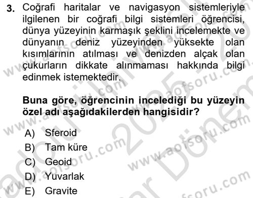 Harita Bilgisi Dersi 2025 - 2026 Yılı (Final) Dönem Sonu Sınav Soruları 3. Soru