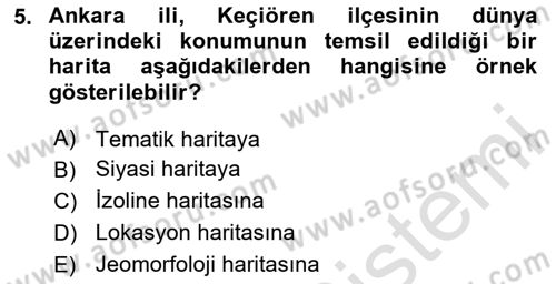 Harita Bilgisi Dersi 2025 - 2026 Yılı (Final) Dönem Sonu Sınav Soruları 5. Soru