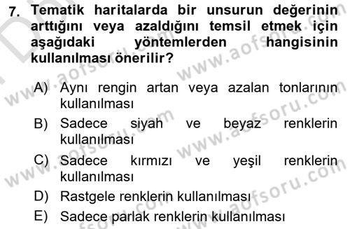 Harita Bilgisi Dersi 2025 - 2026 Yılı (Final) Dönem Sonu Sınav Soruları 7. Soru