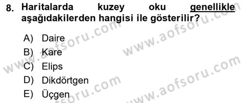 Harita Bilgisi Dersi 2025 - 2026 Yılı (Final) Dönem Sonu Sınav Soruları 8. Soru