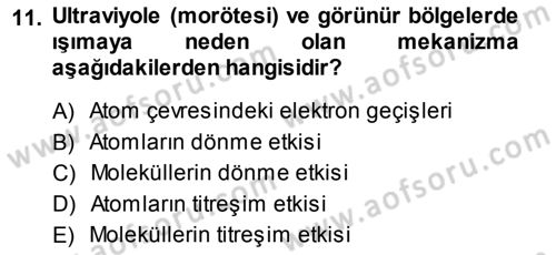 Uzaktan Algılama Dersi 2013 - 2014 Yılı (Vize) Ara Sınav Soruları 11. Soru