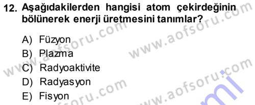 Uzaktan Algılama Dersi 2013 - 2014 Yılı (Vize) Ara Sınav Soruları 12. Soru