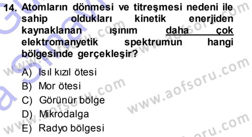 Uzaktan Algılama Dersi 2013 - 2014 Yılı (Vize) Ara Sınav Soruları 14. Soru