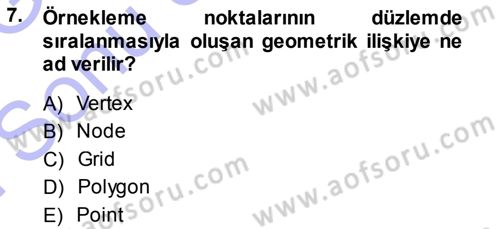 Uzaktan Algılama Dersi 2013 - 2014 Yılı (Final) Dönem Sonu Sınav Soruları 7. Soru