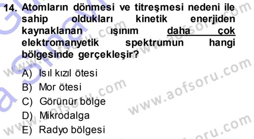 Uzaktan Algılama Dersi 2013 - 2014 Yılı Tek Ders Sınav Soruları 14. Soru