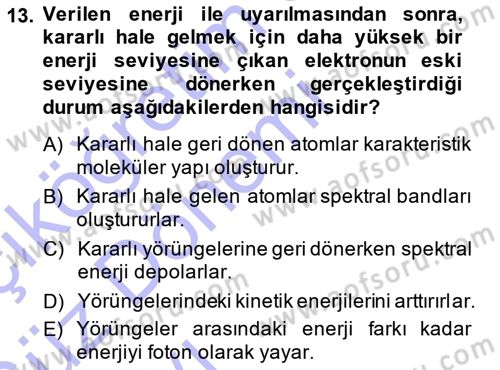 Uzaktan Algılama Dersi 2014 - 2015 Yılı (Vize) Ara Sınav Soruları 13. Soru