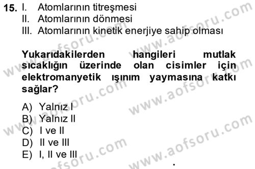 Uzaktan Algılama Dersi 2014 - 2015 Yılı (Vize) Ara Sınav Soruları 15. Soru