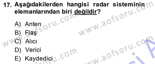 Uzaktan Algılama Dersi 2014 - 2015 Yılı (Vize) Ara Sınav Soruları 17. Soru