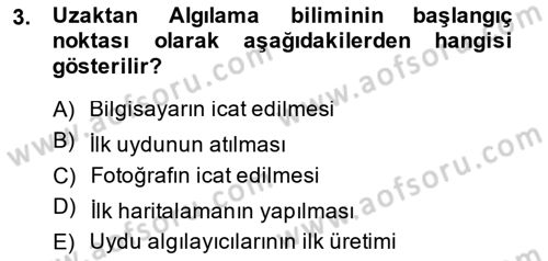 Uzaktan Algılama Dersi 2014 - 2015 Yılı (Vize) Ara Sınav Soruları 3. Soru