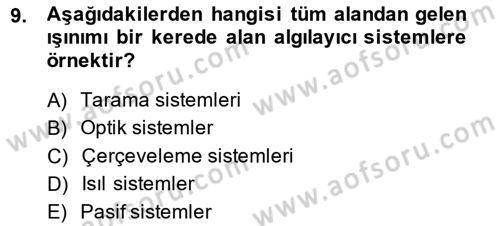 Uzaktan Algılama Dersi 2014 - 2015 Yılı (Vize) Ara Sınav Soruları 9. Soru