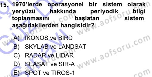 Uzaktan Algılama Dersi 2015 - 2016 Yılı (Vize) Ara Sınav Soruları 15. Soru