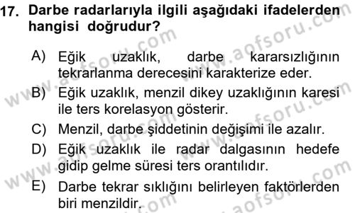 Uzaktan Algılama Dersi 2015 - 2016 Yılı (Vize) Ara Sınav Soruları 17. Soru