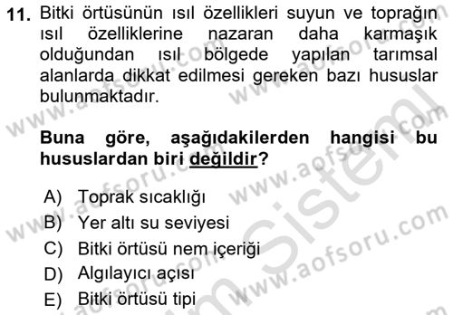 Uzaktan Algılama Dersi 2017 - 2018 Yılı (Vize) Ara Sınav Soruları 11. Soru