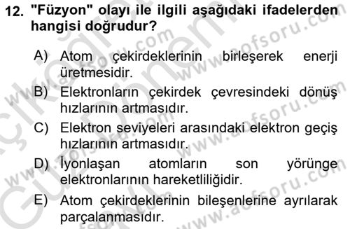 Uzaktan Algılama Dersi 2017 - 2018 Yılı (Vize) Ara Sınav Soruları 12. Soru