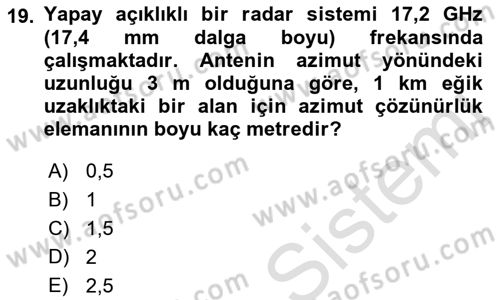 Uzaktan Algılama Dersi 2017 - 2018 Yılı (Vize) Ara Sınav Soruları 19. Soru