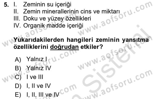 Uzaktan Algılama Dersi 2017 - 2018 Yılı (Vize) Ara Sınav Soruları 5. Soru