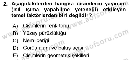 Uzaktan Algılama Dersi 2017 - 2018 Yılı (Final) Dönem Sonu Sınav Soruları 2. Soru