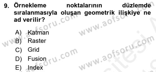 Uzaktan Algılama Dersi 2017 - 2018 Yılı (Final) Dönem Sonu Sınav Soruları 9. Soru