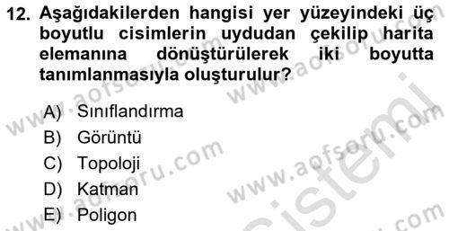 Uzaktan Algılama Dersi 2018 - 2019 Yılı 3 Ders Sınav Soruları 12. Soru
