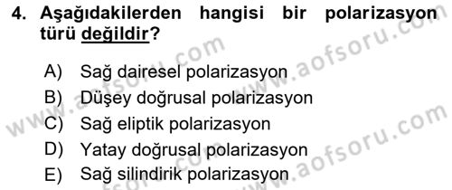 Uzaktan Algılama Dersi 2018 - 2019 Yılı 3 Ders Sınav Soruları 4. Soru